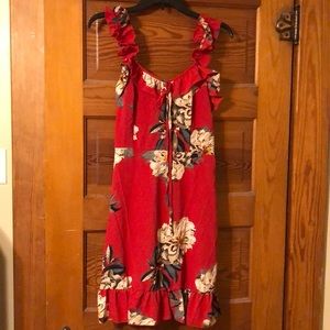 Red flowery summer dress
